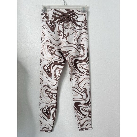 LA + Image Two Piece Active Wear Set Legging & Sports Bra Tie Dye Tan Women’s XS - Picture 6 of 7